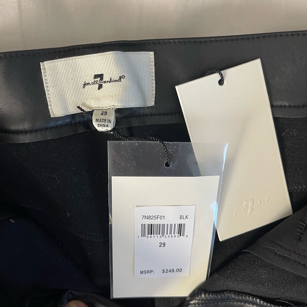 7 for all man kind. Black leather pants brand new with tags.